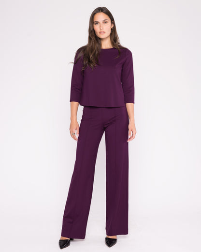Plum Ponte Knit Straight Leg Pant