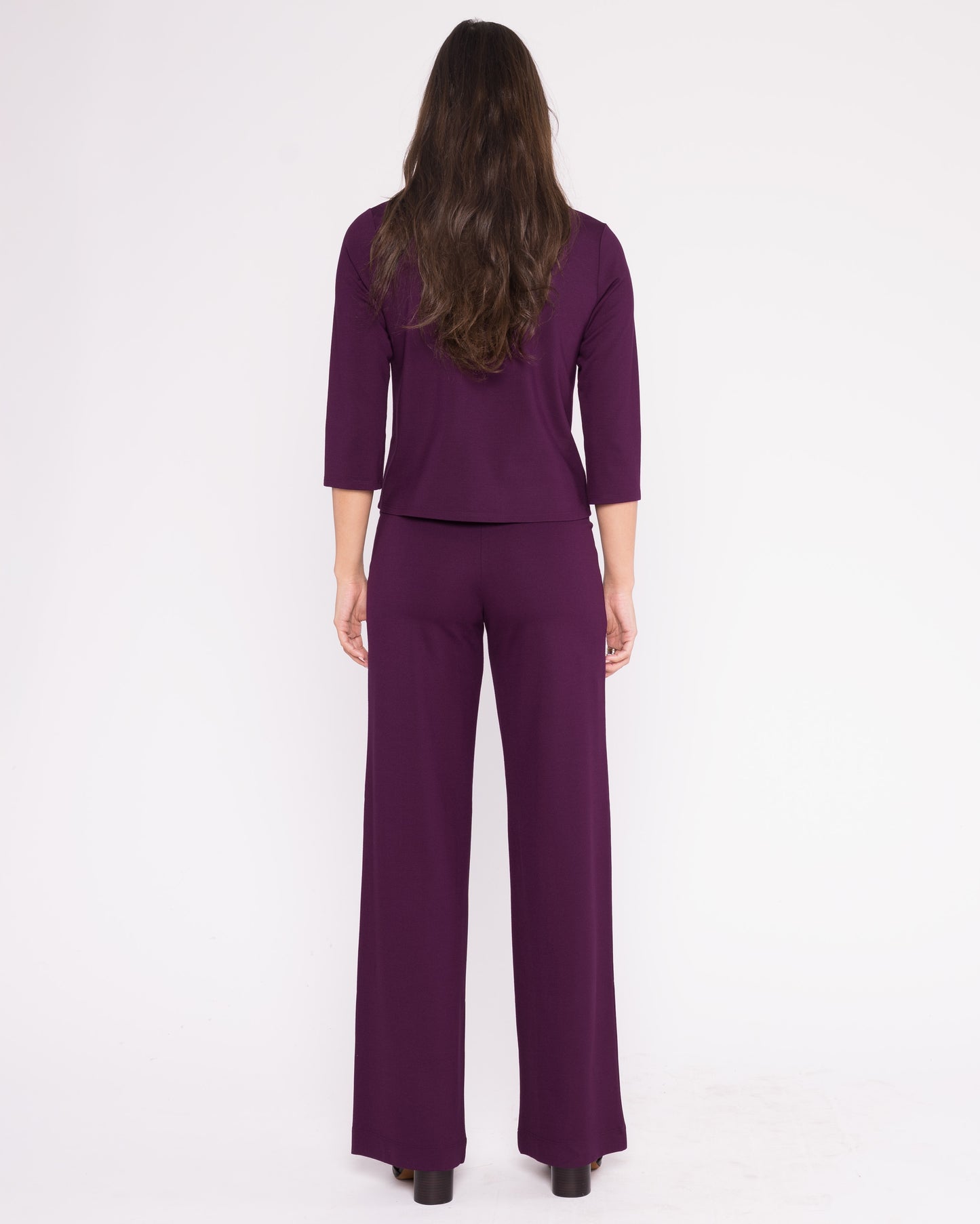 Plum Ponte Knit 3/4 Sleeve Top