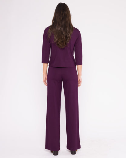 Plum Ponte Knit 3/4 Sleeve Top
