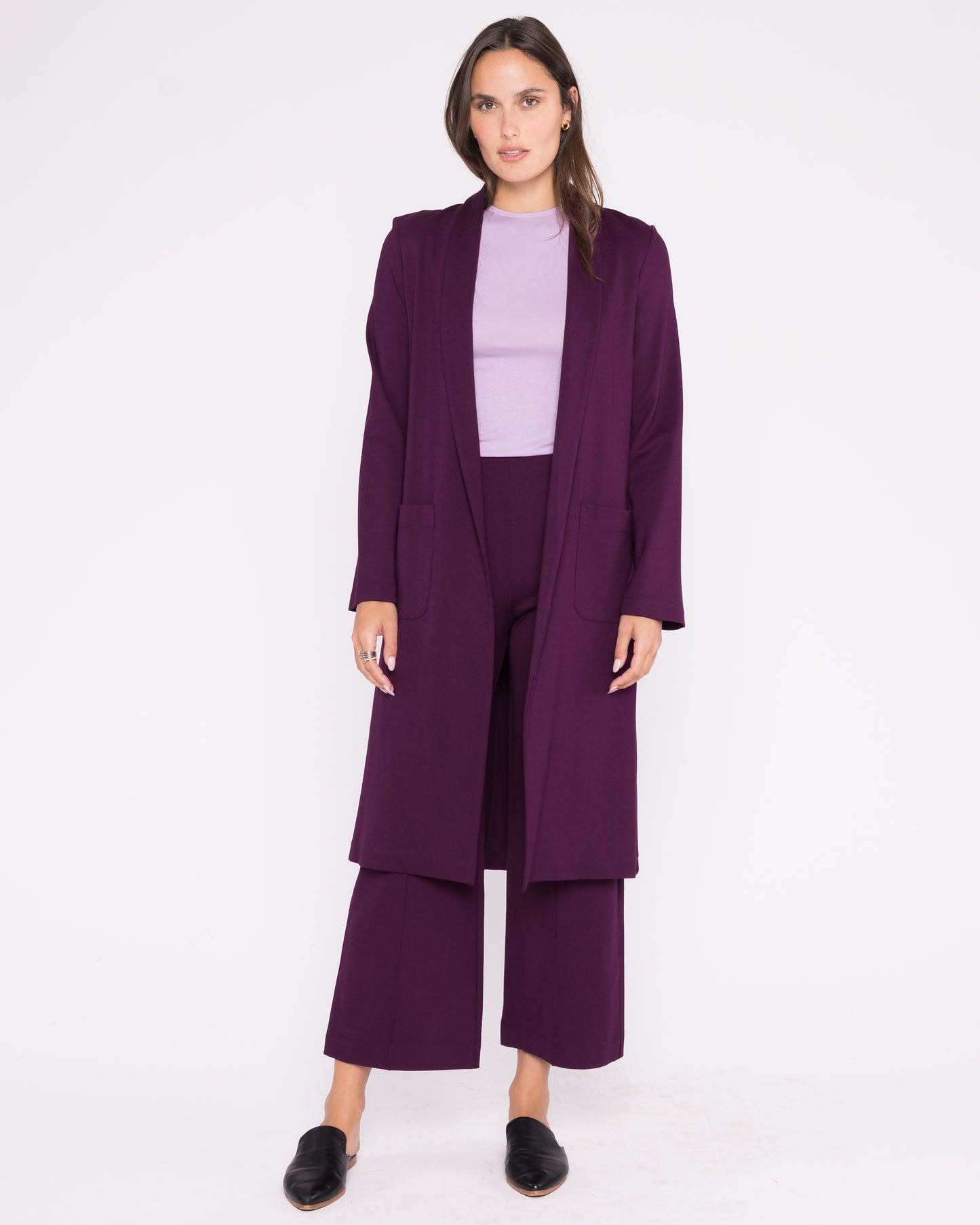 Plum Ponte Knit Smoking Jacket