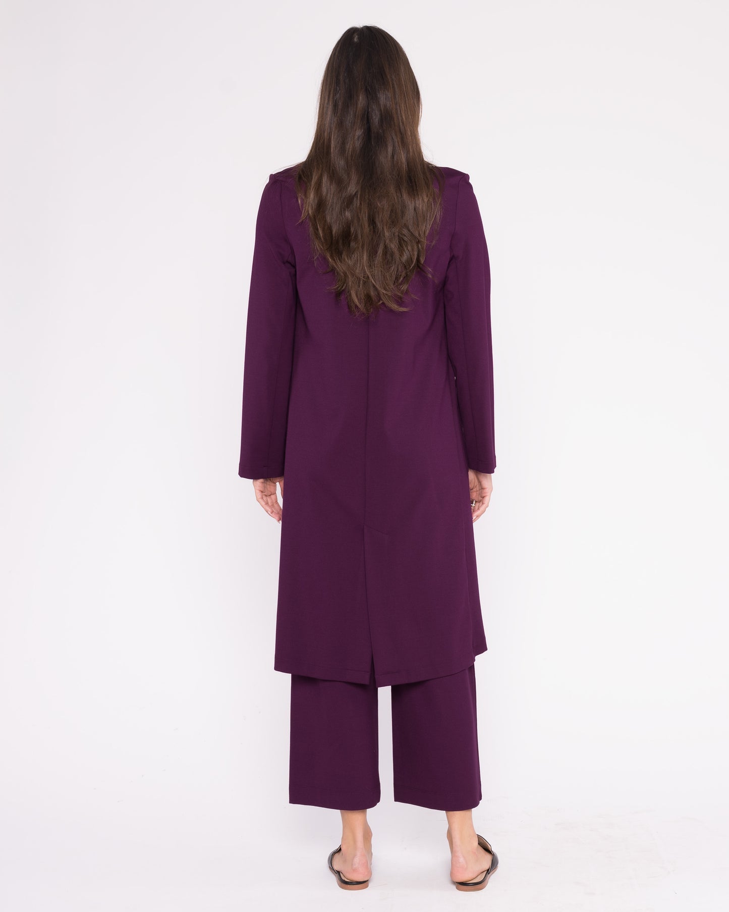 Plum Ponte Knit Smoking Jacket