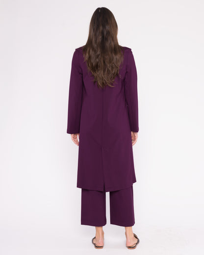 Plum Ponte Knit Smoking Jacket