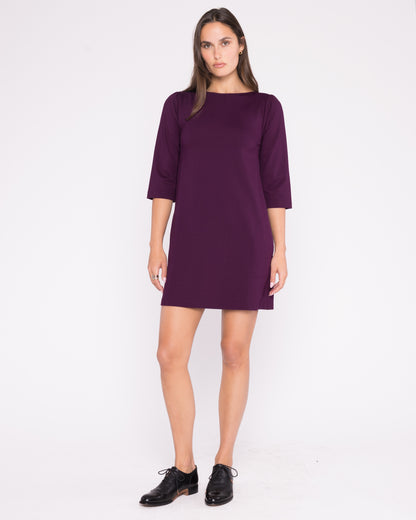 Plum Ponte Knit A-Line Dress