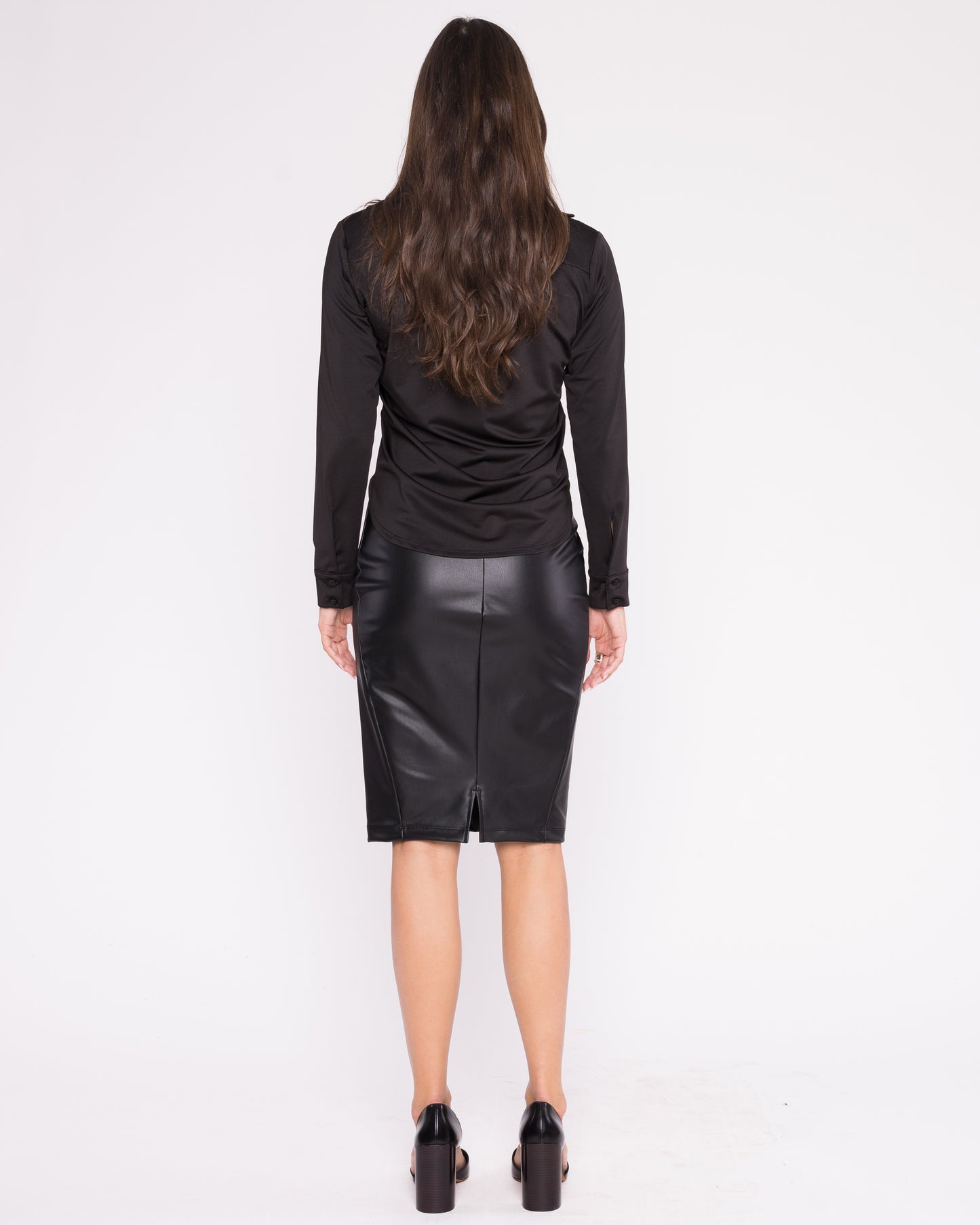 Black Jersey Button Down