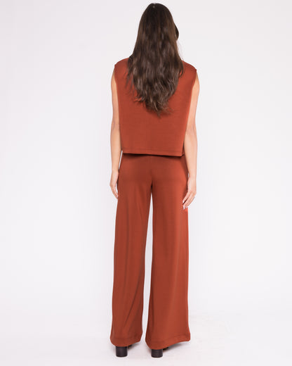 Rust Scuba Cowl Neck Top