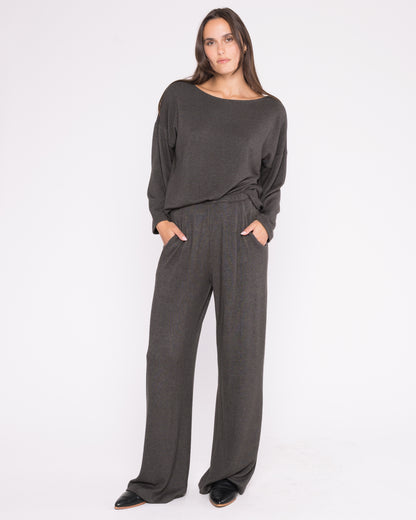 Charcoal Sweater Knit Lounge Pant