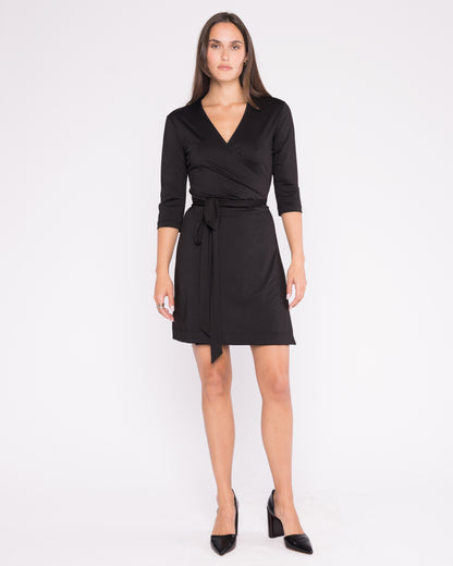 Black Jersey Wrap Dress