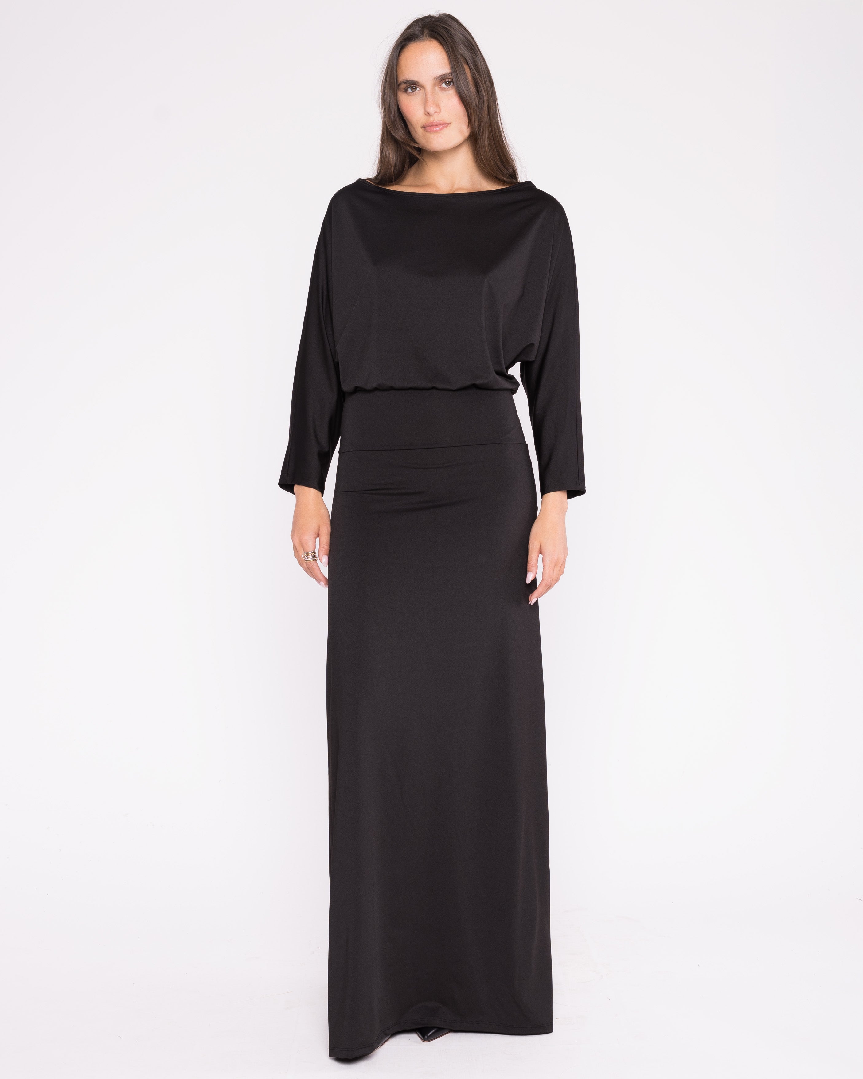 LERURE リルアー　drepe design dress black Black Jersey Cool Girl Dress | Ripley Rader