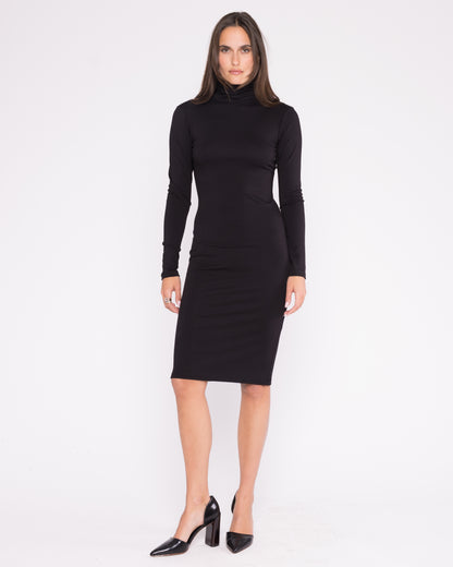 Black Midi Turtleneck Dress