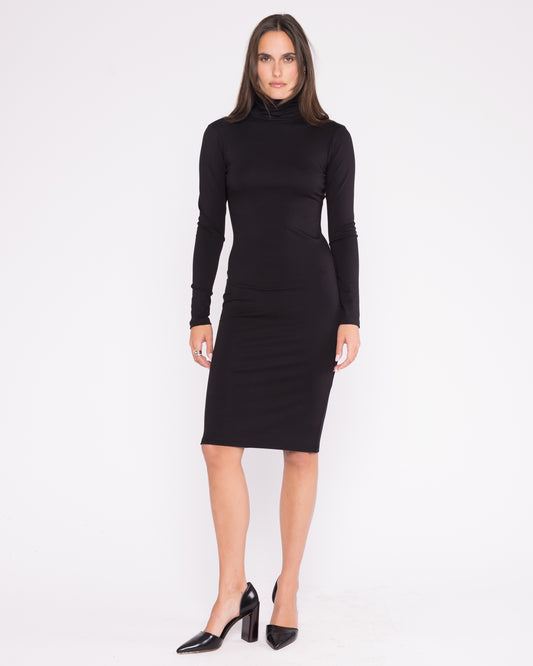 Black Midi Turtleneck Dress