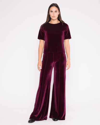 Merlot Velvet Wide Leg Pant