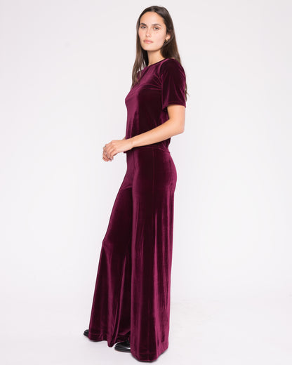 Merlot Velvet Wide Leg Pant