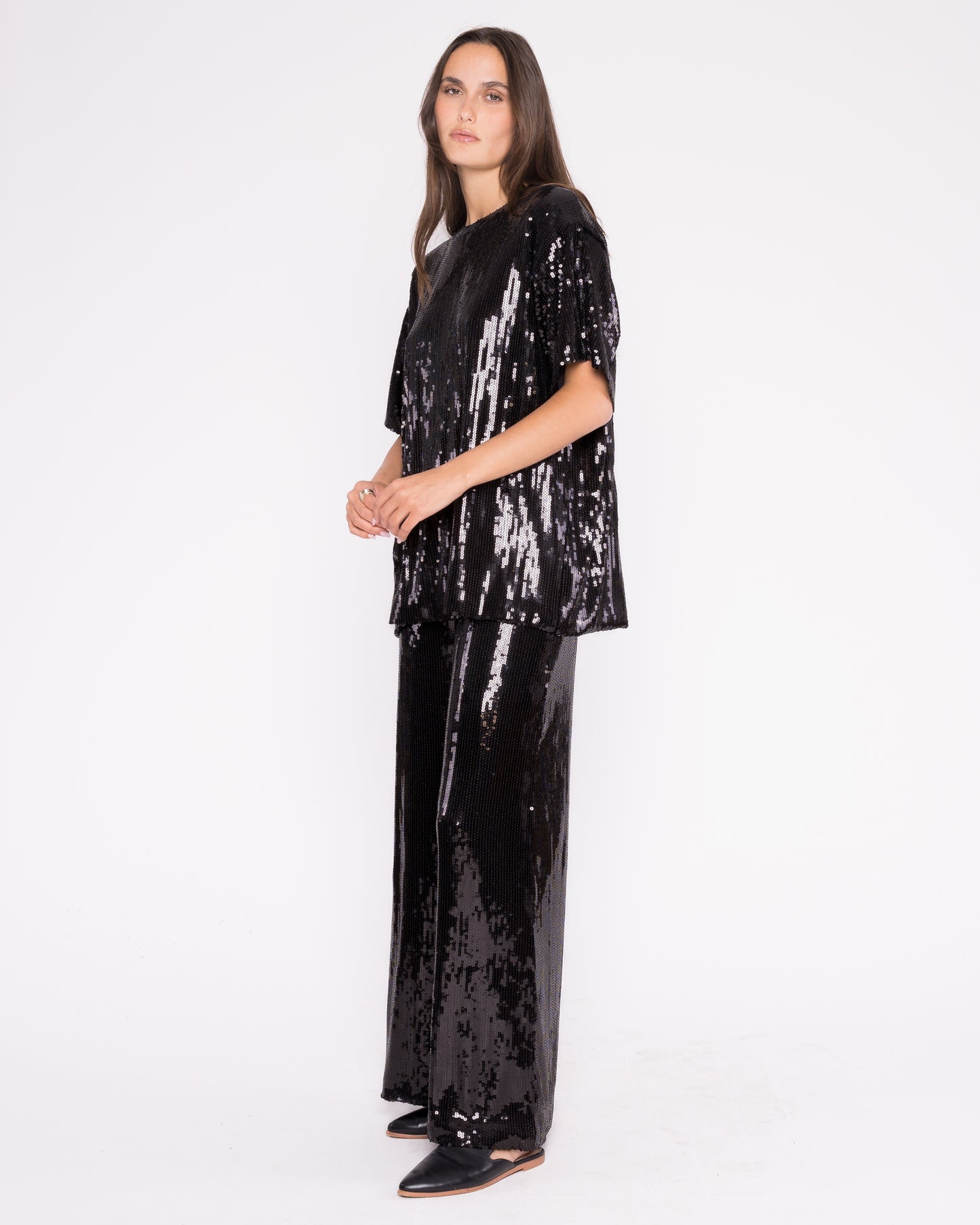 Black Sequin Party Top