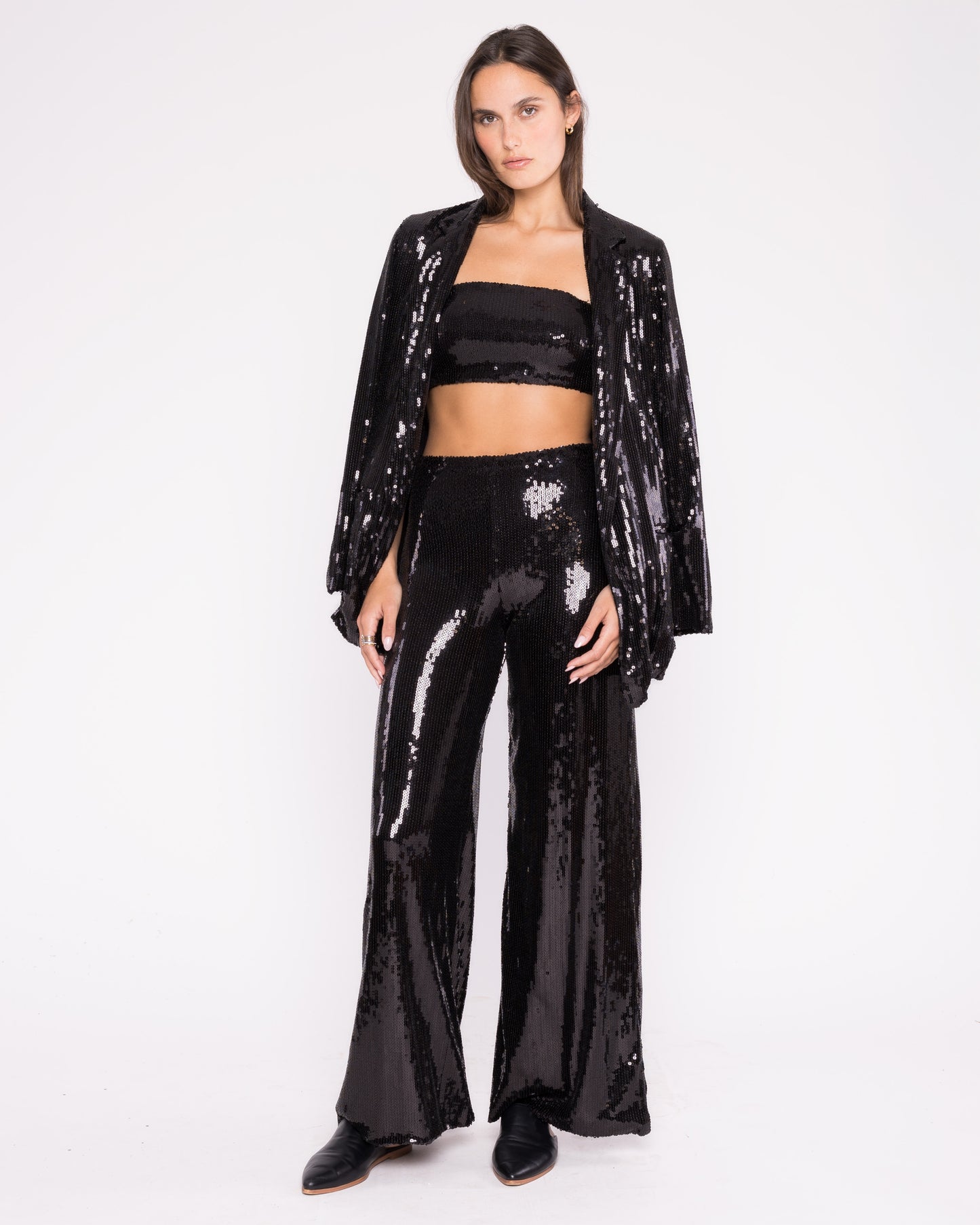 Black Sequin Oversized Blazer