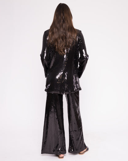 Black Sequin Oversized Blazer