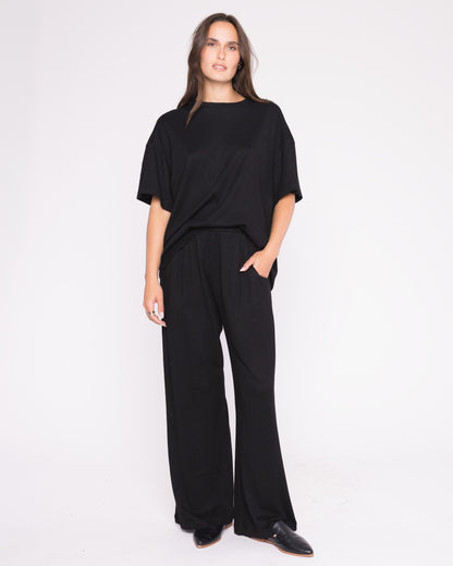 Black Sweater Knit Lounge Pant