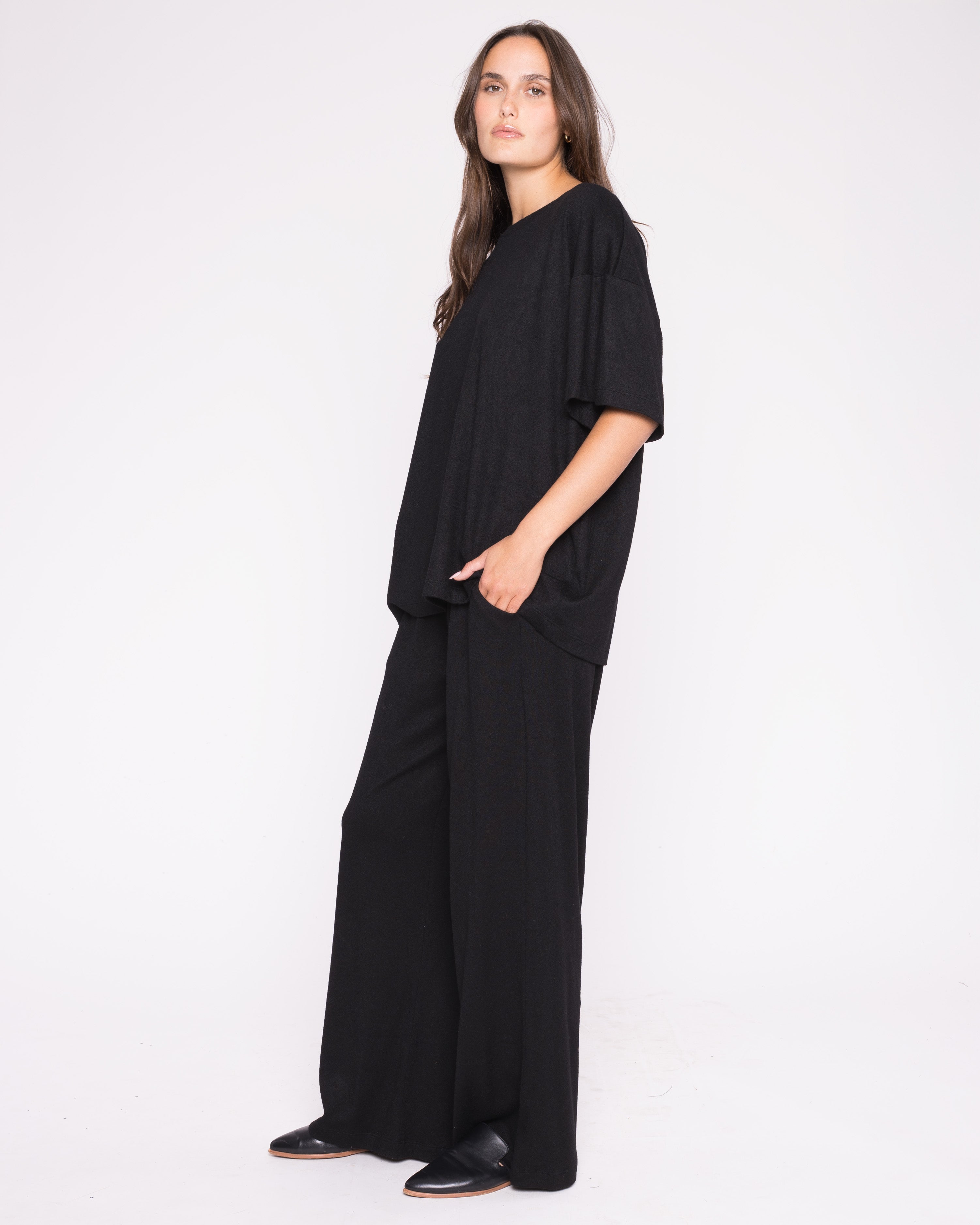 Black Sweater Knit Big Shirt