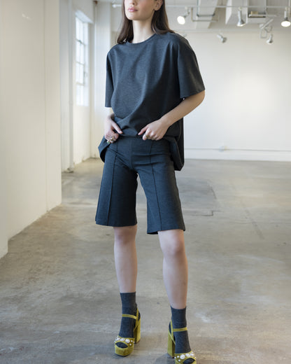 Charcoal Ponte Knit Shorts