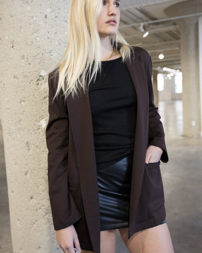 Chocolate Ponte Knit Oversized Blazer