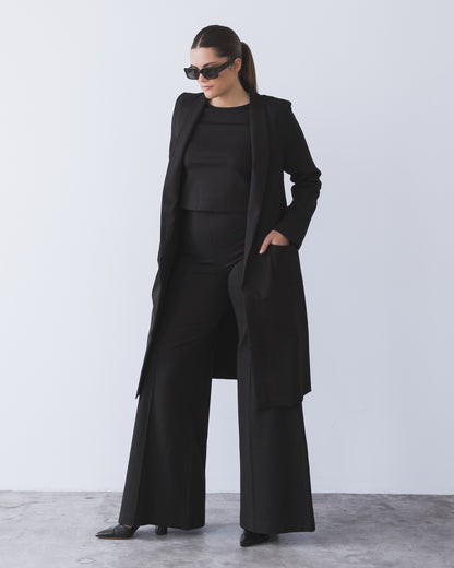 Black Ponte Knit Smoking Jacket