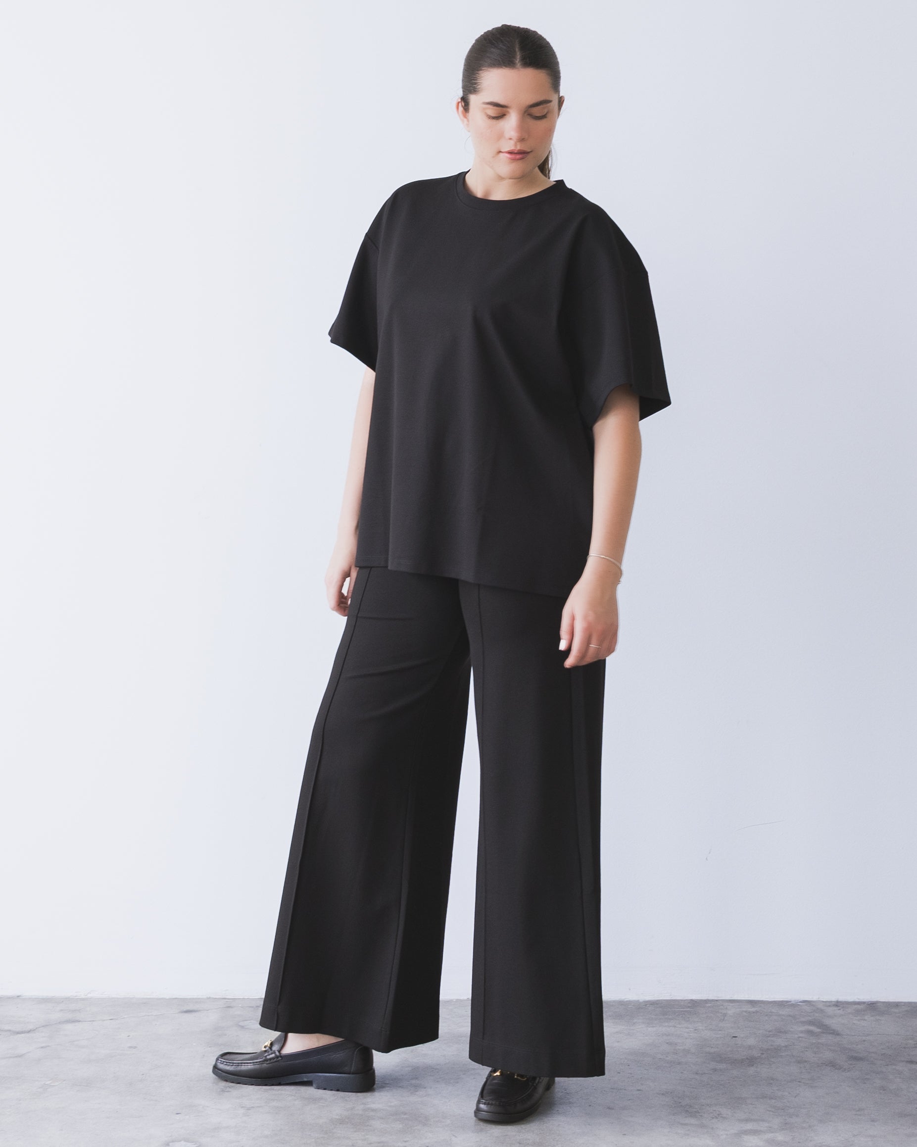 Black Ponte Knit Big Shirt | Ripley Rader