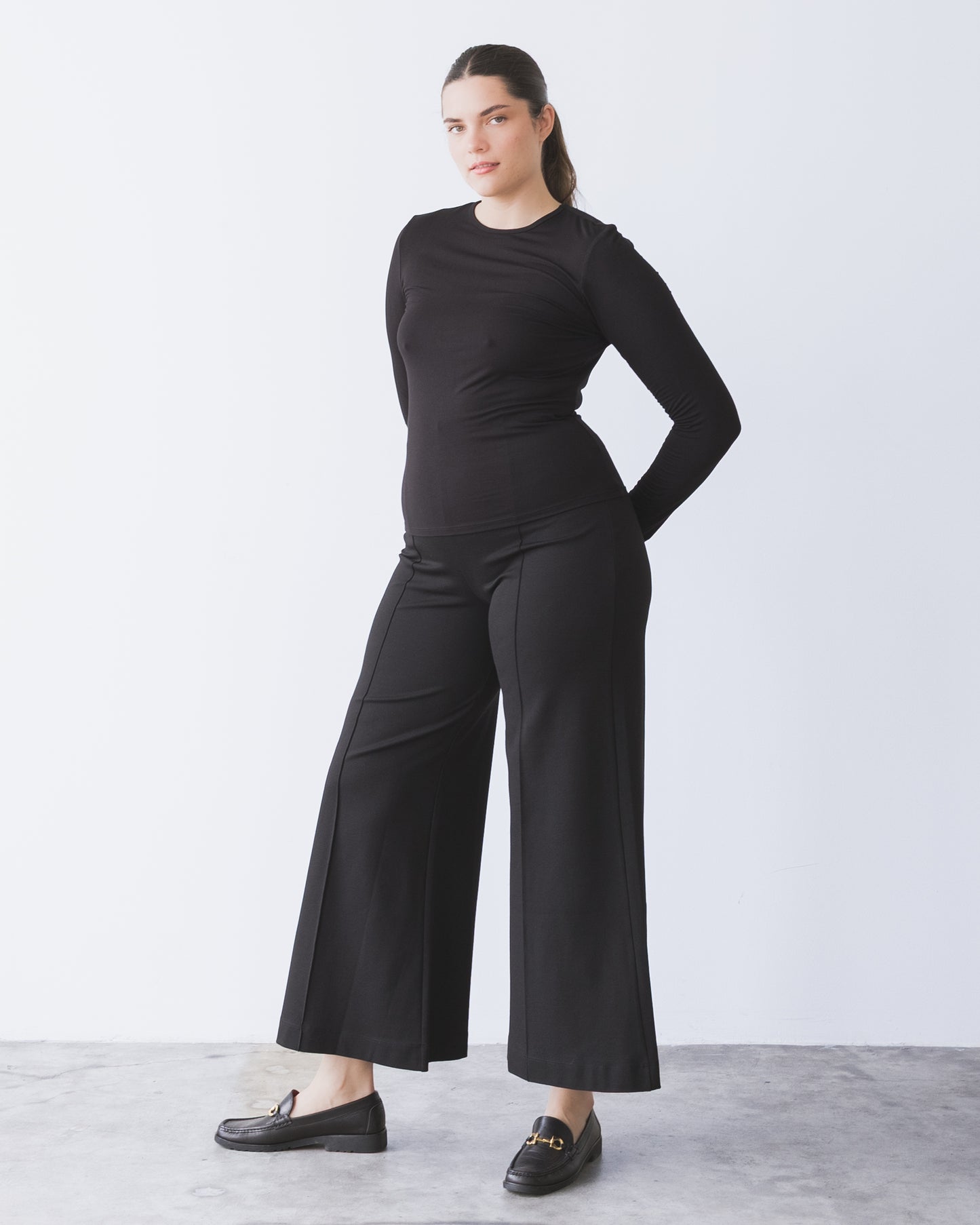 Black Modal Fitted Long Sleeve Tee