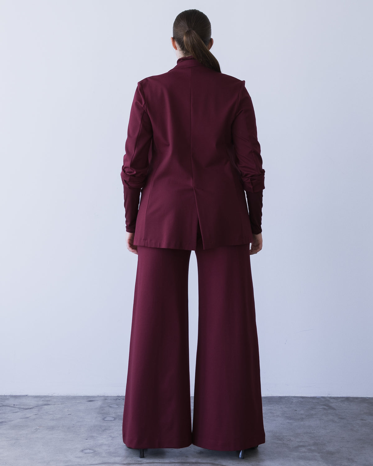 Wine Ponte Knit Oversized Blazer