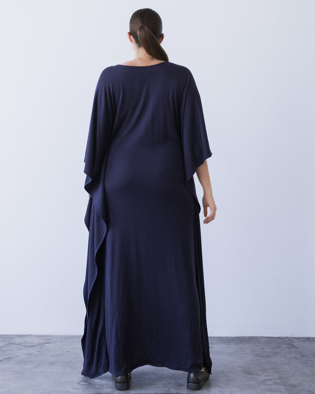 Navy Sweater Knit Long Caftan
