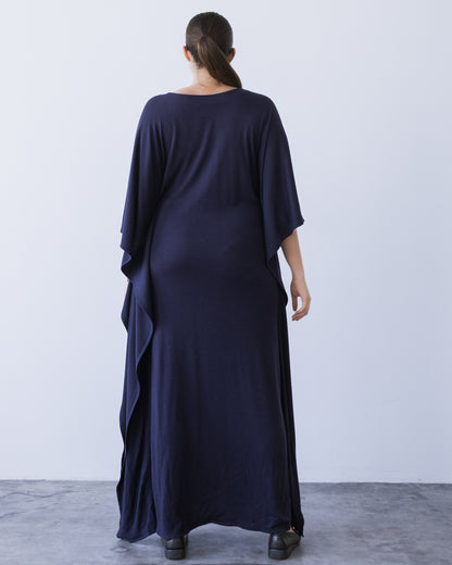 Navy Sweater Knit Long Caftan