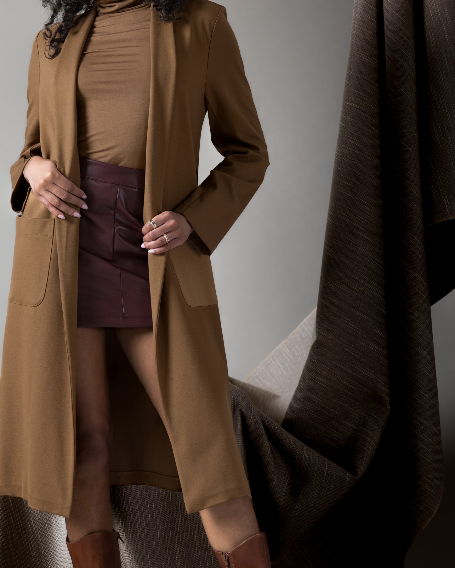 Camel Ponte Knit Smoking Jacket