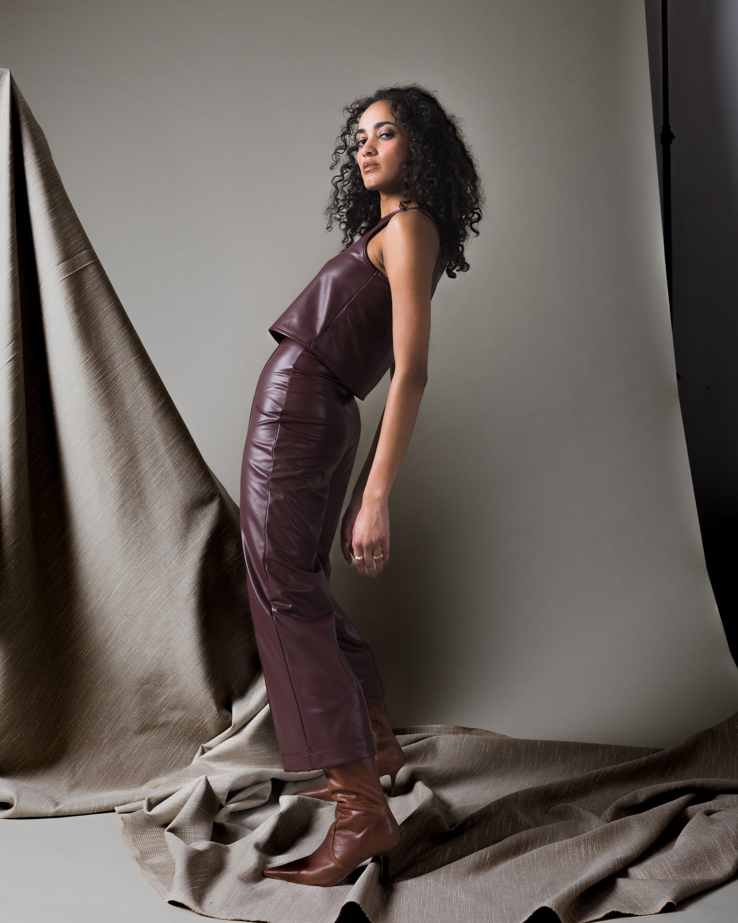 Oxblood Vegan Leather Tank Top