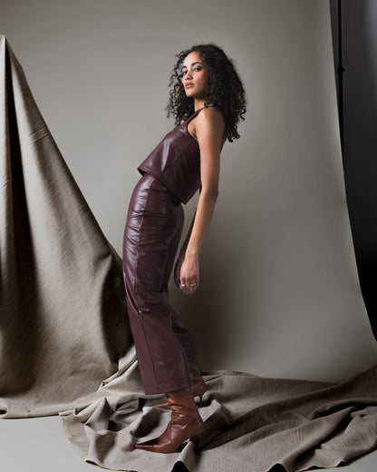 Oxblood Vegan Leather Tank Top