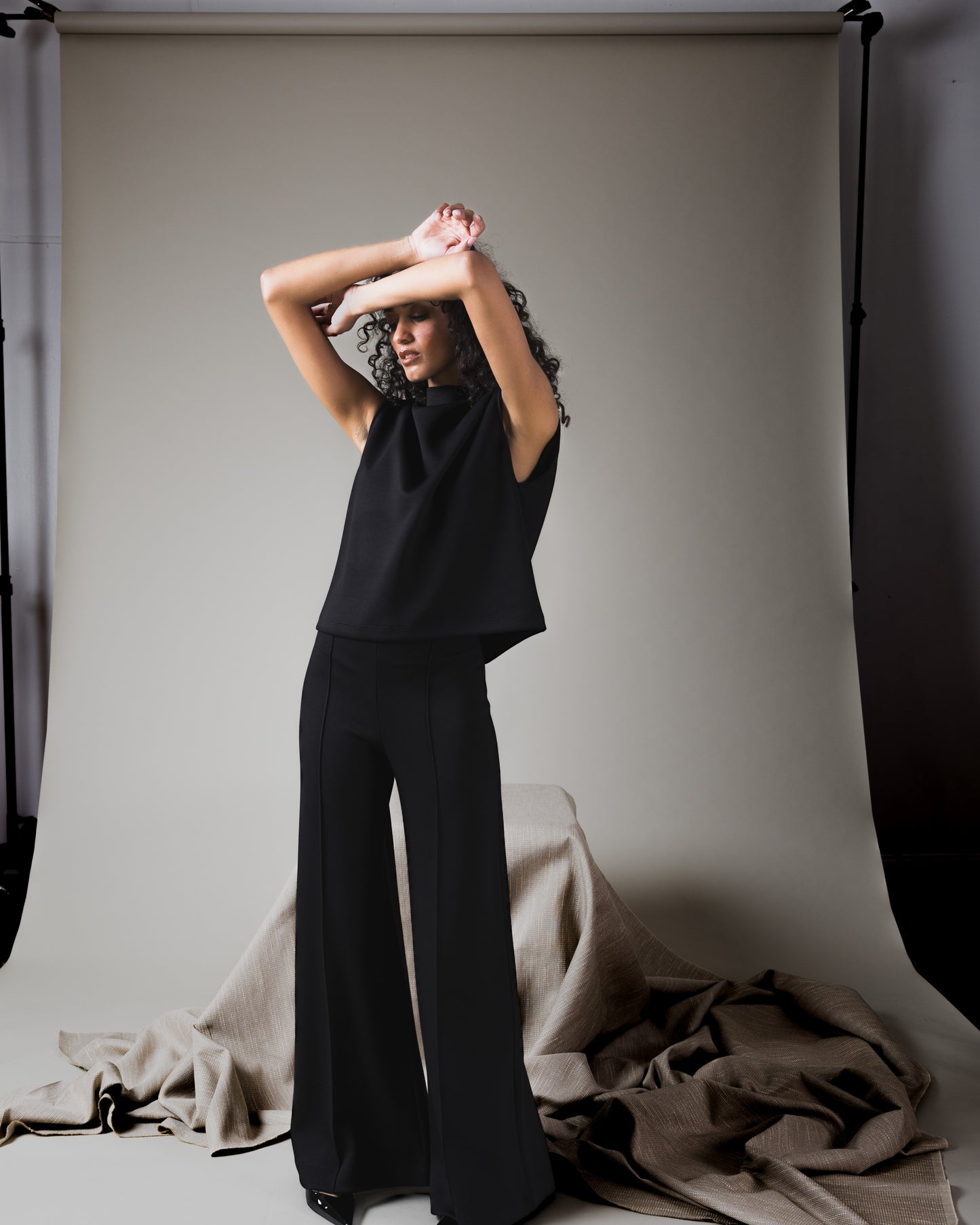 Black Scuba Wide Leg Pant