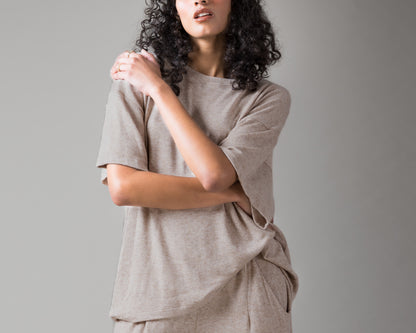 Oatmeal Sweater Knit Big Shirt