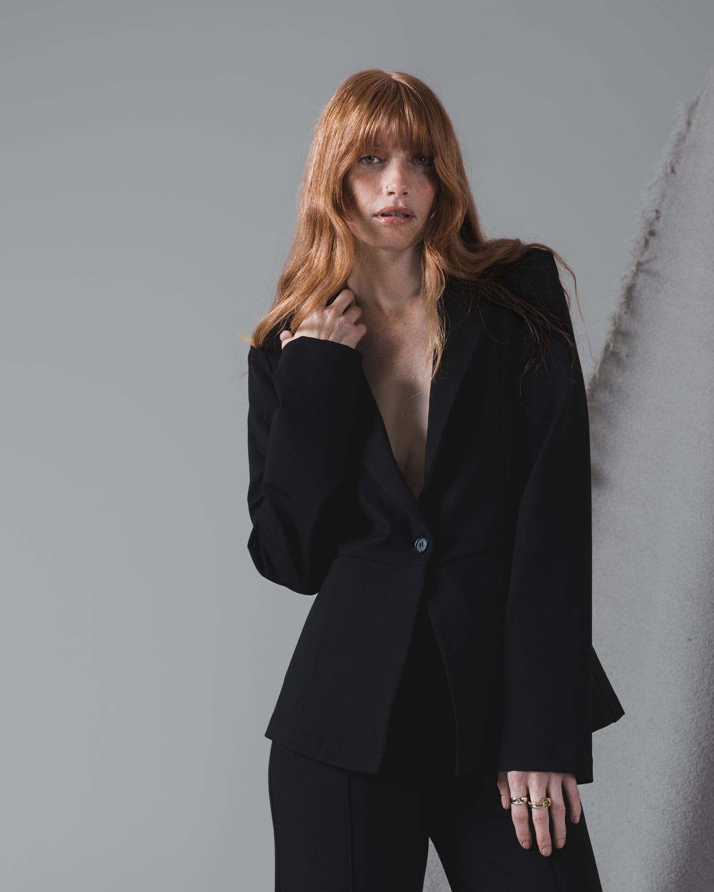 Black Ponte Knit Fitted Blazer