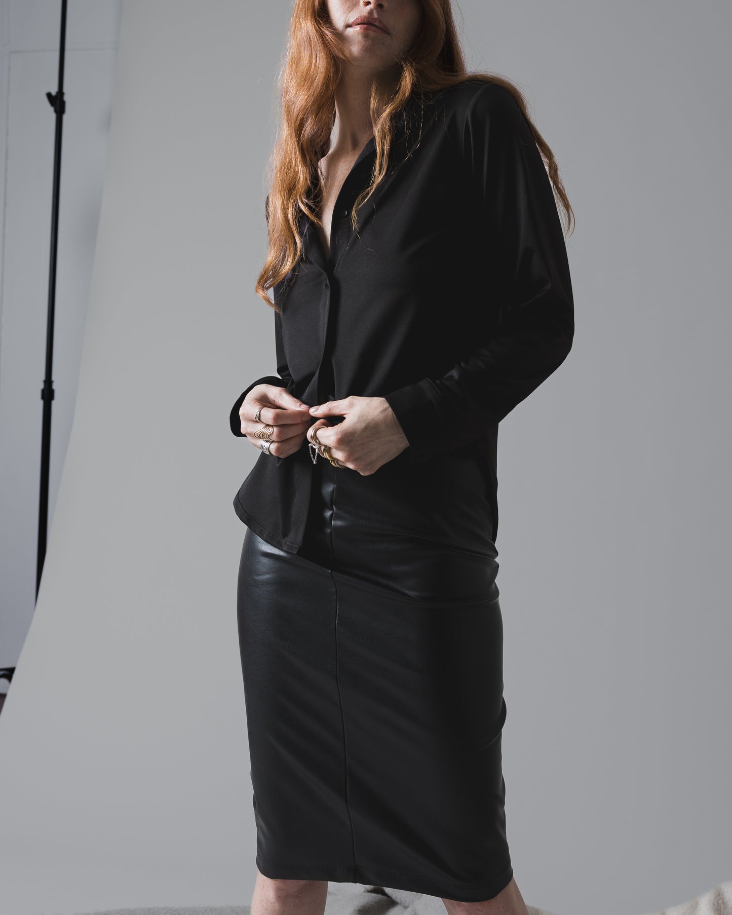 Black Vegan Leather Pencil Skirt