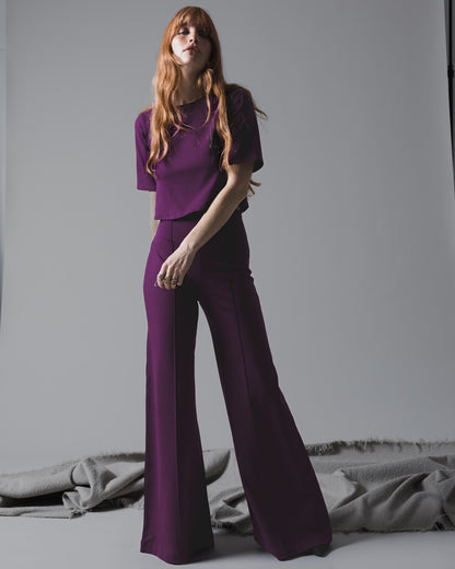 Plum Ponte Short Sleeve Top