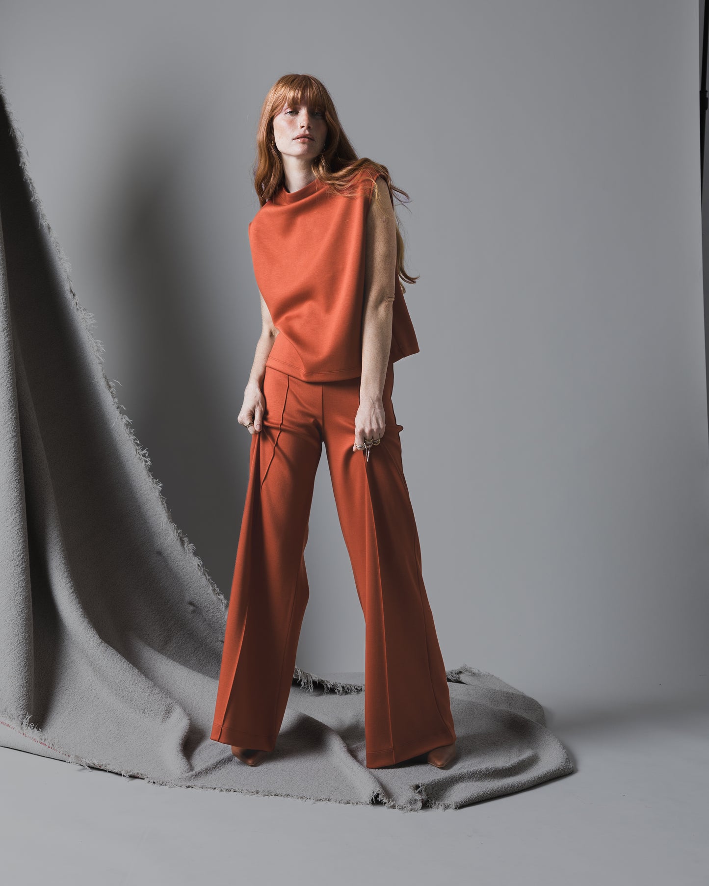 Rust Scuba Cowl Neck Top