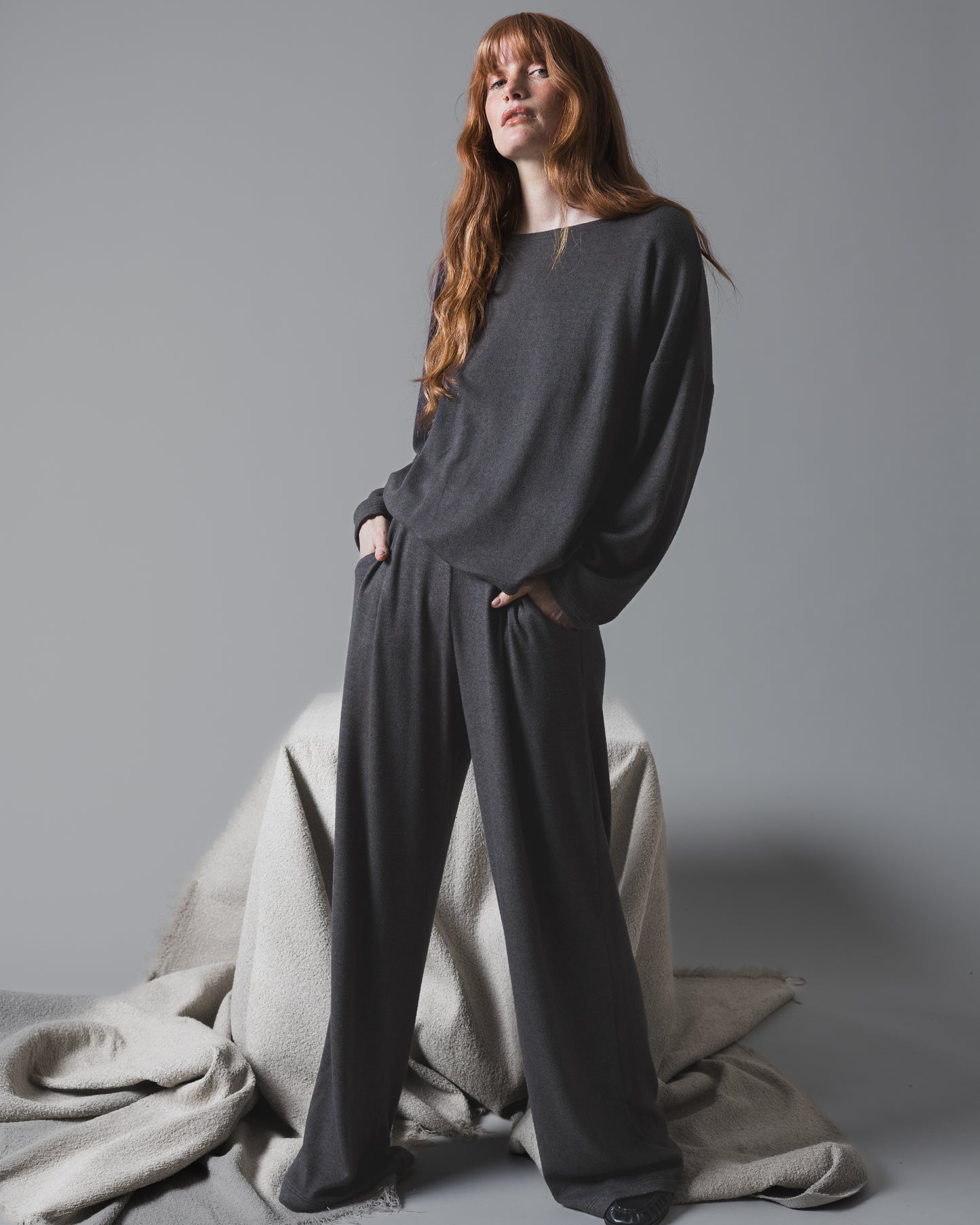 Charcoal Sweater Knit Lounge Pant