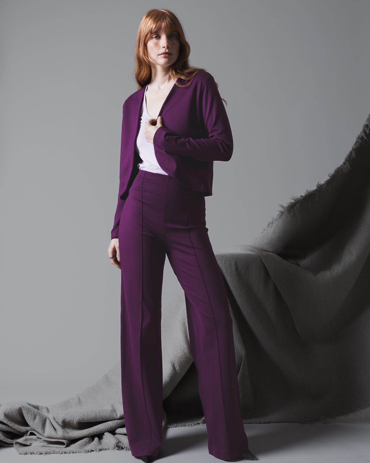 Plum Ponte Knit Bolero