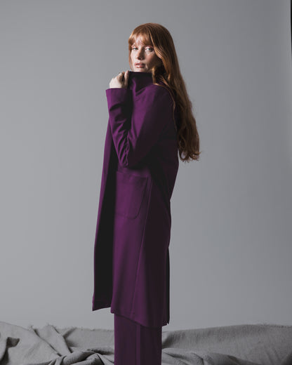Plum Ponte Knit Smoking Jacket