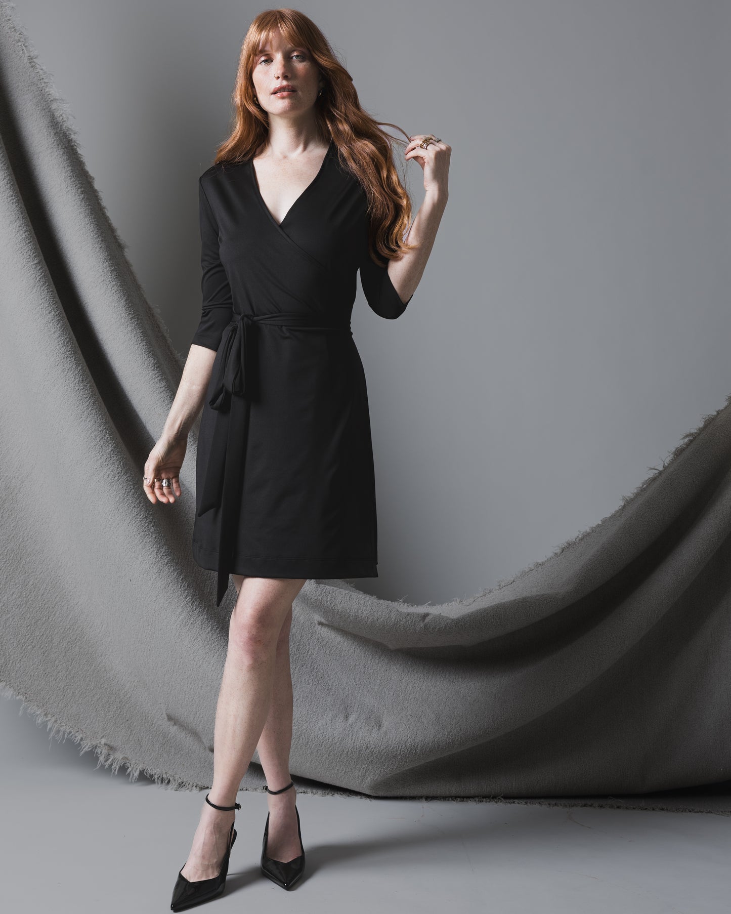 Black Jersey Wrap Dress
