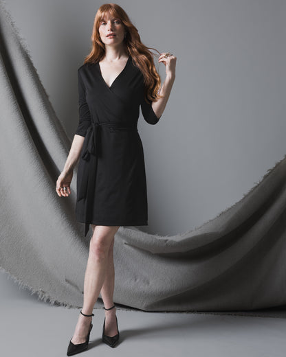 Black Jersey Wrap Dress