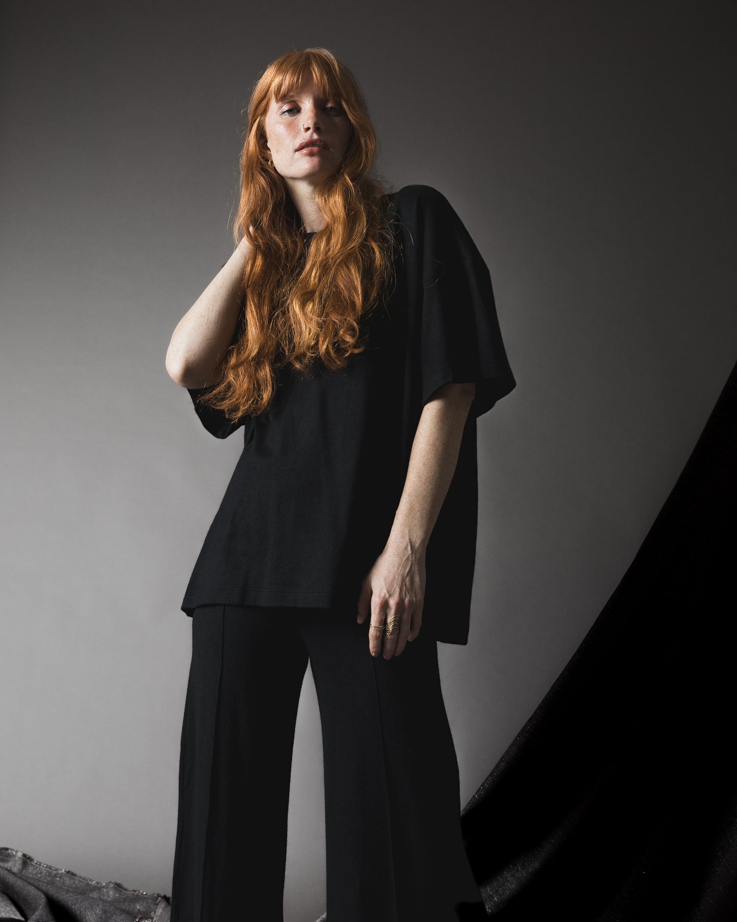 Black Sweater Knit Big Shirt