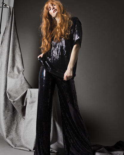 Black Sequin Party Top