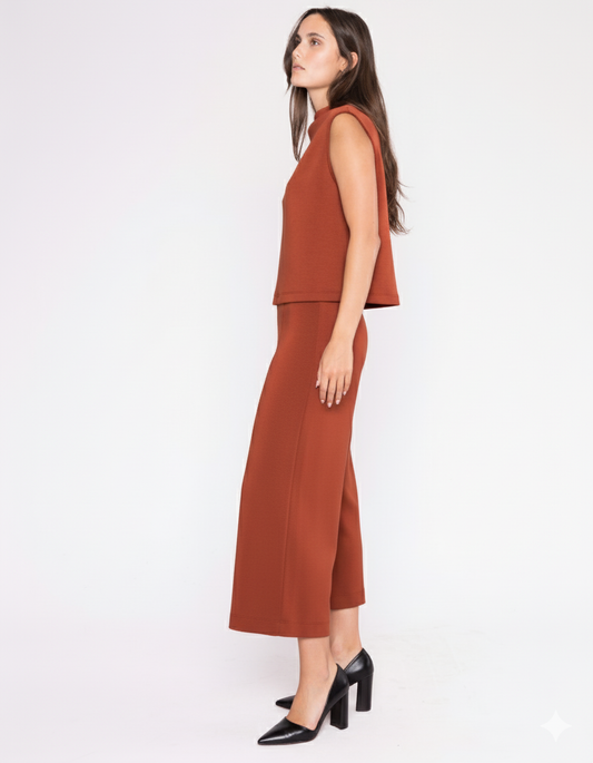 Rust Scuba Cropped Wide Leg Pant