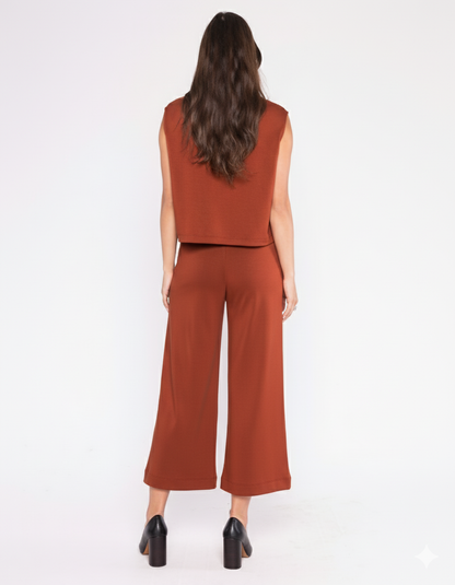 Rust Scuba Cropped Wide Leg Pant
