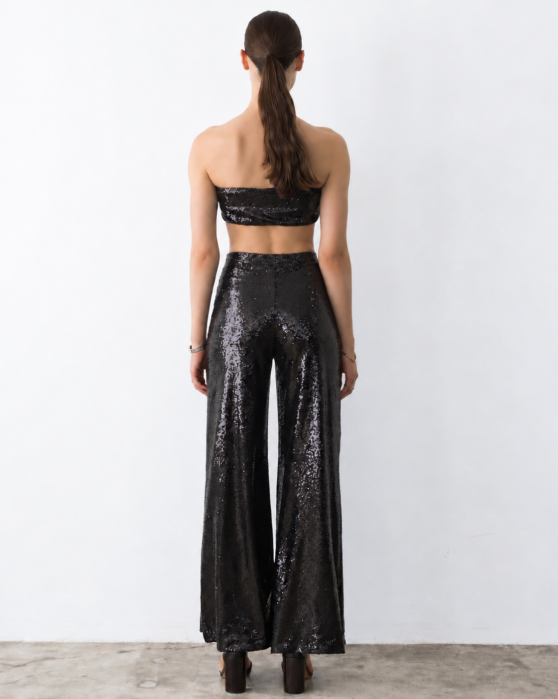 Black Sequin Bandeau Top