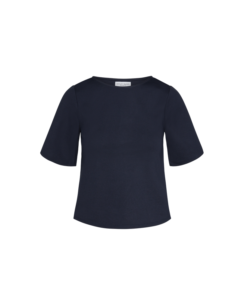 Ponte Knit Short Sleeve Top Extended Black - Ripley Rader