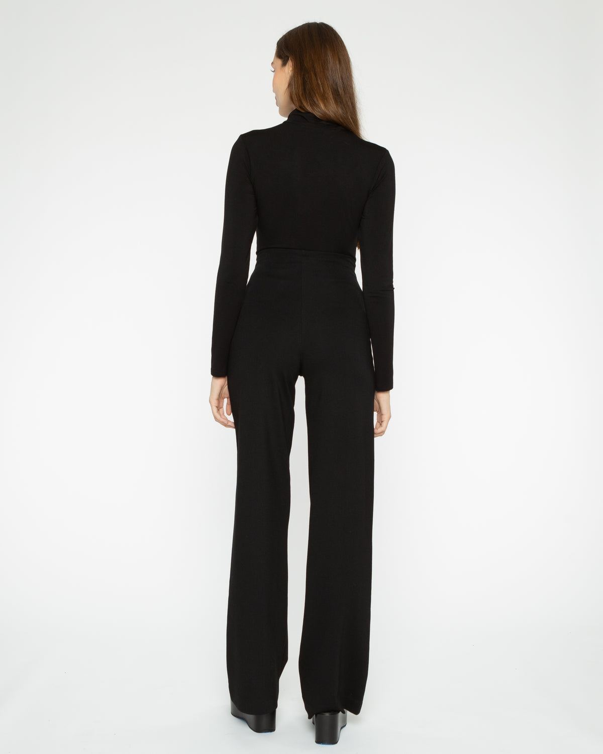 Black Ponte Knit Straight Leg Pant